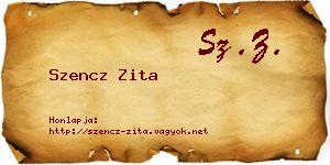 Szencz Zita névjegykártya