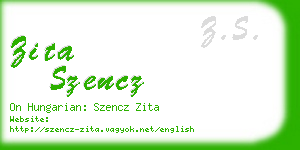 zita szencz business card